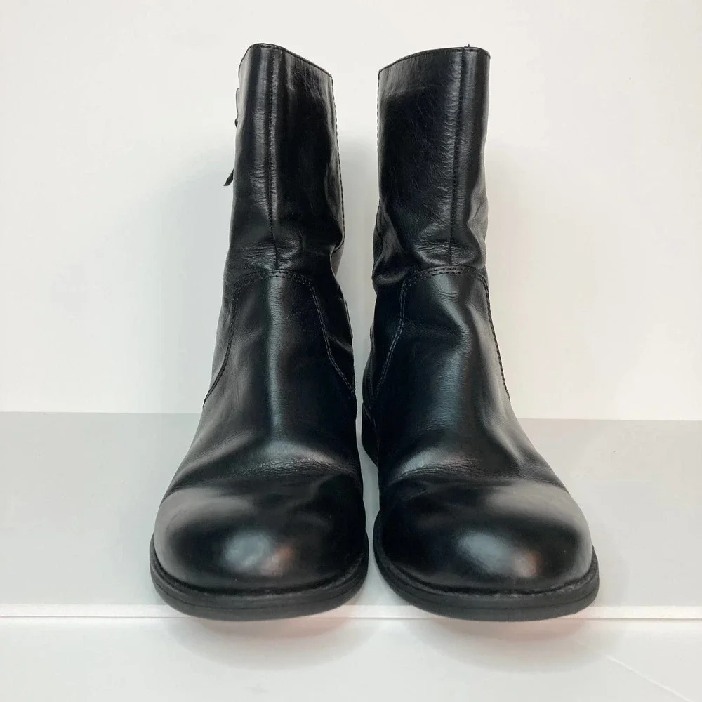 Nine West Black Leather Moto Style Biker Boots Women's Size 8M Buckle Zipper - Picture 8 of 16